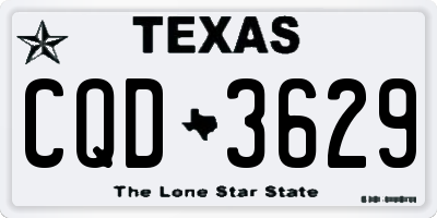 TX license plate CQD3629