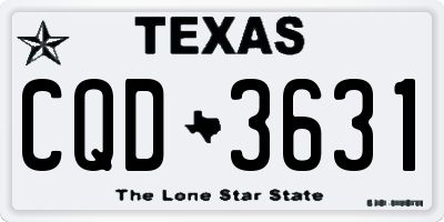 TX license plate CQD3631