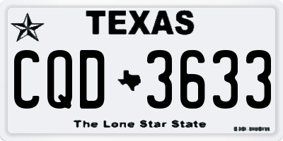 TX license plate CQD3633