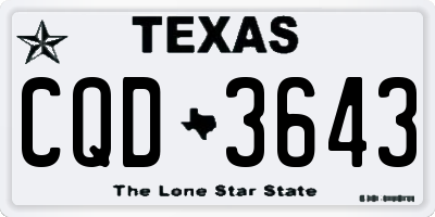 TX license plate CQD3643