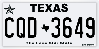TX license plate CQD3649