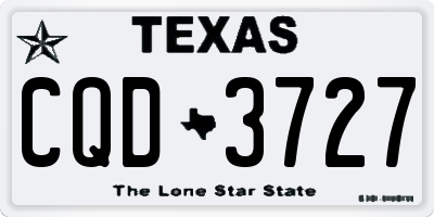 TX license plate CQD3727