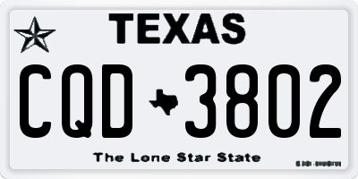 TX license plate CQD3802