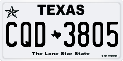TX license plate CQD3805