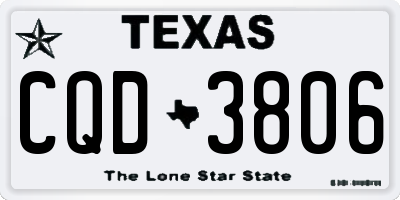 TX license plate CQD3806