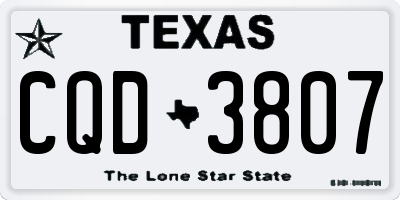 TX license plate CQD3807