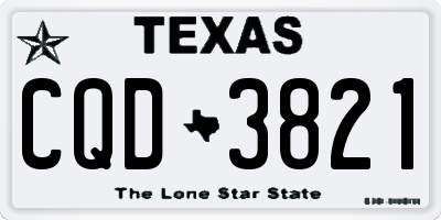 TX license plate CQD3821
