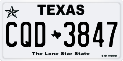 TX license plate CQD3847