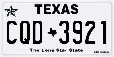 TX license plate CQD3921