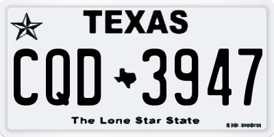 TX license plate CQD3947