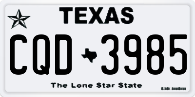 TX license plate CQD3985