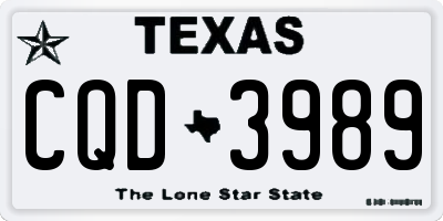 TX license plate CQD3989
