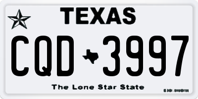 TX license plate CQD3997
