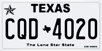 TX license plate CQD4020