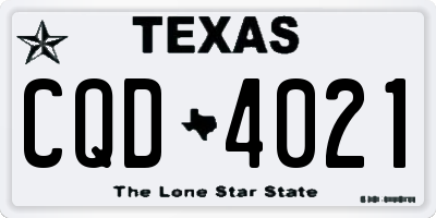 TX license plate CQD4021