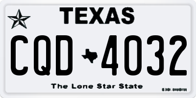 TX license plate CQD4032