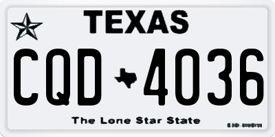 TX license plate CQD4036