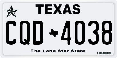 TX license plate CQD4038