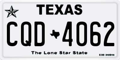 TX license plate CQD4062