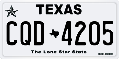 TX license plate CQD4205