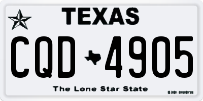 TX license plate CQD4905