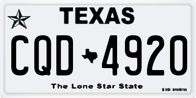 TX license plate CQD4920