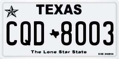 TX license plate CQD8003