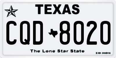 TX license plate CQD8020