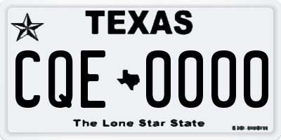 TX license plate CQE0000