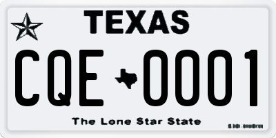 TX license plate CQE0001