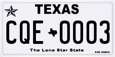 TX license plate CQE0003
