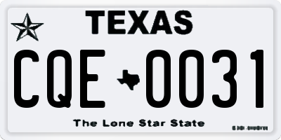 TX license plate CQE0031
