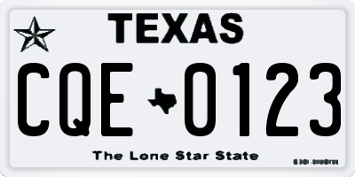 TX license plate CQE0123
