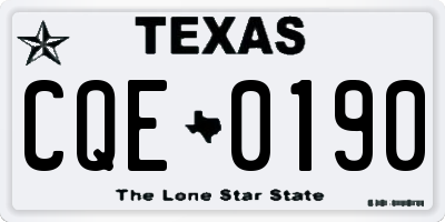 TX license plate CQE0190
