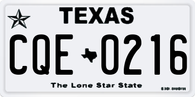 TX license plate CQE0216