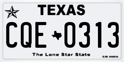 TX license plate CQE0313
