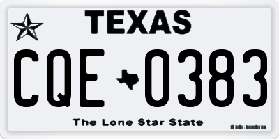 TX license plate CQE0383