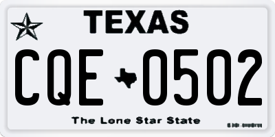 TX license plate CQE0502