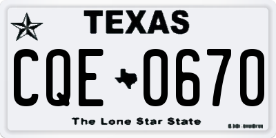 TX license plate CQE0670