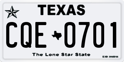 TX license plate CQE0701