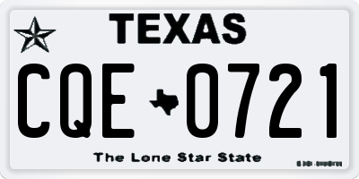 TX license plate CQE0721
