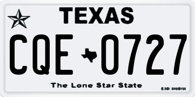 TX license plate CQE0727