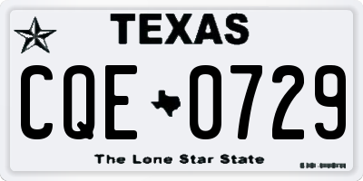 TX license plate CQE0729