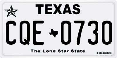 TX license plate CQE0730