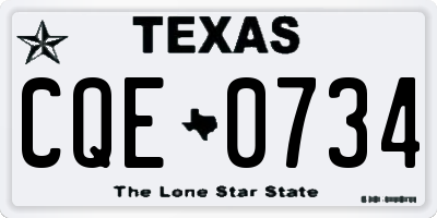 TX license plate CQE0734