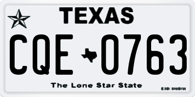 TX license plate CQE0763