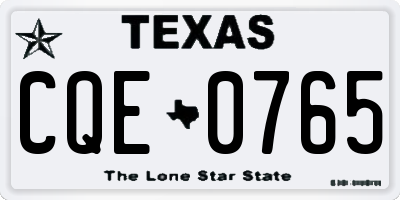 TX license plate CQE0765