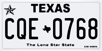TX license plate CQE0768