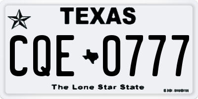 TX license plate CQE0777