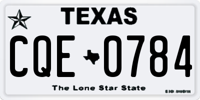 TX license plate CQE0784